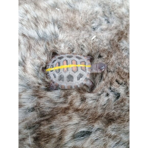 Miniature Plastic Turtle Figurine With Yellow Stripe Realistic Design - Picture 4 of 6